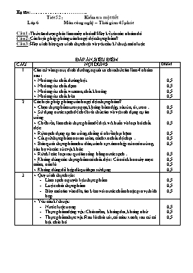 Giáo án môn Công nghệ - Tiết 52 Kiểm tra một tiết